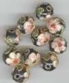 10 8mm Black Cloisonné Rounds